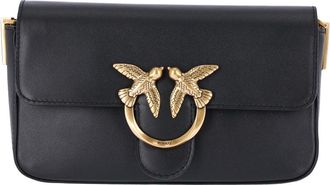 Pinko Black Love One Calfskin Shoulder Bag