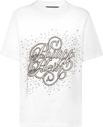 Philipp Plein T-Shirt Crystal Strass - Dames - T-shirts - Wit - S - Katoen - Tops
