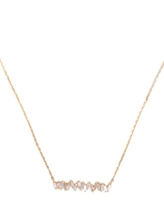 Suzanne Kalan 18kt yellow gold diamond bar necklace