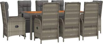 vidaXL Set Comedor Jard&iacute;n 9 Pzas Y Cojines Rat&aacute;n Sint&eacute;tico Gris Vidaxl