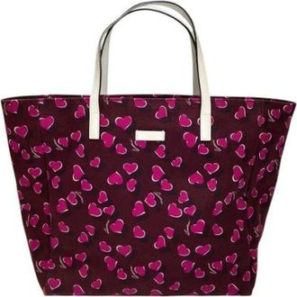 Gucci Pre-owned Heartbeat Canvas Leather Tote Bag - Dames - Vintage Shopper - Paars - ONE Size - Leer - Vintage