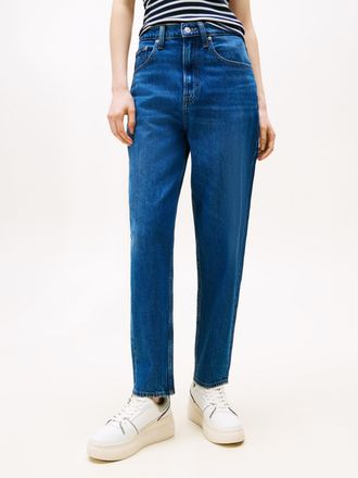 Tommy Jeans High waist - Mom-Jeans Tapered mit Logo-Stickereien