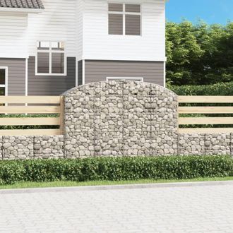 Berkfield Home Arched Gabion Basket 200x50x140/160 cm Galvanised Iron in Silver