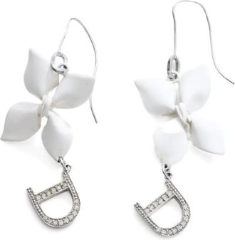 Dior 2000s flower earrings - White