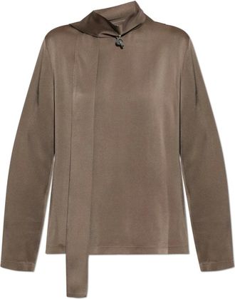 Fabiana Filippi Satijnen Top Met Decoratieve Speld - Dames - Blouses & Shirts - Bruin - Maat: M Satijn