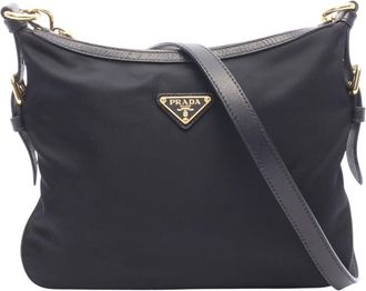Prada Pre-owned Prada Saffiano Trimmed Tessuto Zip Top Crossbody Unisex DQ2A8Z4I49RA988W