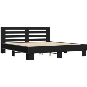 vidaXL Estructura De Cama Madera De Ingenier&iacute;a Y Metal Negro 180x200cm Vidaxl