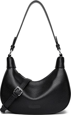 Generic Compatible For Two Belt Strap Soft Leather Shoulder Bag Womens Crossbody Female Small Hobos Armpit Purses(K)