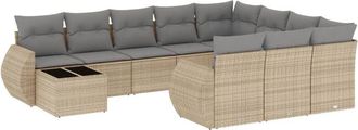 vidaXL Set De Sof&aacute;s De Jard&iacute;n 11pzas Con Cojines Rat&aacute;n Sint&eacute;tico Beige Vidaxl