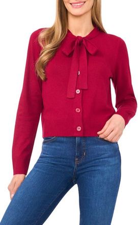 CeCe by Cynthia Steffe Tie Neck Cardigan in Deep Merlot at Nordstrom, Size Xx-Small