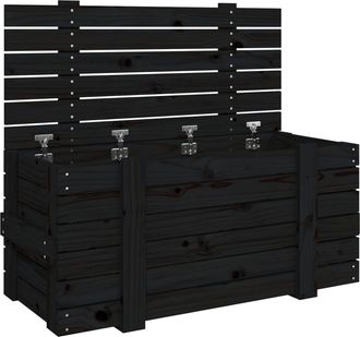 vidaXL Caja De Almacenaje Madera Maciza De Pino Negro 91x40,5x42 Cm Vidaxl