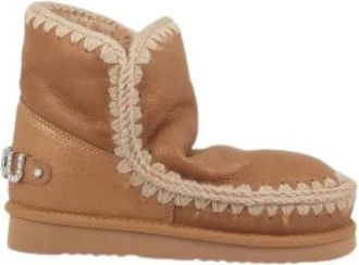 Mou Leren dameslaarzen met strass steentjes - Dames - Winterlaarzen - Bruin - 37 EU - Leer - Schoenen