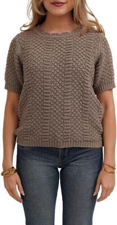 Cyrus Short Sleeve Textured Crewneck Sweater in Moon Rock at Nordstrom Rack, Size Large