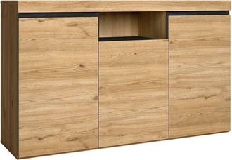 Skraut Home Skraut Home - Aparador salón Comedor despacho Color Roble/Negro 3 Puertas 1 Hueco 81x140x40 cm, nórdico