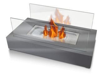 Purline Chimenea de etanol de sobremesa con dos pantallas de cristal templado