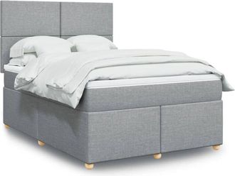 vidaXL Vidaxl - Cama Box Spring Con Colch&oacute;n Tela Gris Claro 160x200 Cm