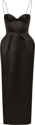 Magda Butrym Abito midi con scollo a cuore - Nero