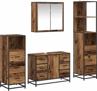 vidaXL Juego De Muebles De Ba&ntilde;o 4 Uds. Madera Envejecida Vidaxl