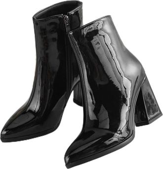 Generic Winter Stylish Women Ankle Boots Pointed Toe Leather Party Dress Booties Elegant Ladies Footwear For Evening Outings (Black, 4. 5)