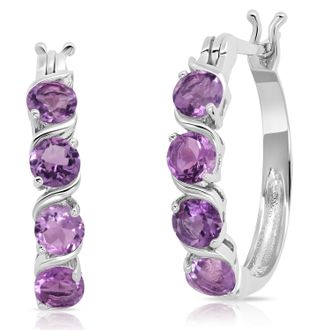 MAX + STONE Sterling Silver Round Gemstone Statement Hoop Earrings