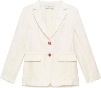 Maliparmi Blazers, female, Beige, Size: XL Linen Jacquard Jacket
