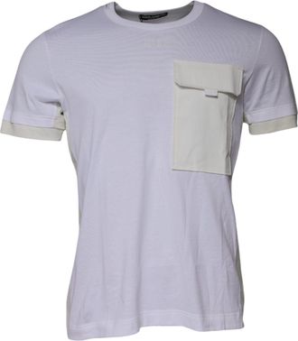 Dolce & Gabbana White Cotton Crew Neck Short Sleeves Mens T-shirt