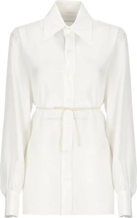 Maison Margiela Overhemden, Dames, Wit, S, Witte zijden overhemd met kraag