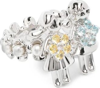 Yvmin Yvmin - Mini Twins Girl Ring - Dames - Accessoires - Grijs - Maat: 52 MM