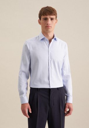 Seidensticker Businesshemd SEIDENSTICKER Schwarze Rose, Herren, Gr. XXL (45), normale &Auml;rmell&auml;ngen, blau, 100% Baumwolle, unifarben, tailored fit, 2-Knopf-Manschette