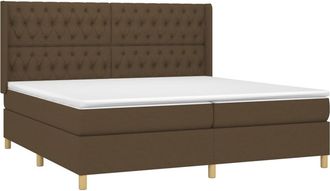 vidaXL Vidaxl - Cama Box Spring Colch&oacute;n Luces Led Tela Marr&oacute;n Oscuro 200x200 Cm