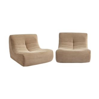 Sweeek Sof&aacute; envasado al vac&iacute;o modular de pana, 2 plazas, beige oscuro