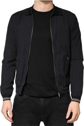 Dolce & Gabbana Cotton Full Zip Bomber - Heren - Bomber jackets - Blauw - XS - Katoen - Jassen