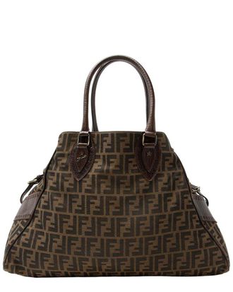 Fendi Fendi Brown Zucca & Leather Du Jour Large Tote (Authentic Pre-Loved)
