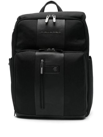Piquadro logo-lettering backpack - men - Fabric/Calf Leather - OS - Black