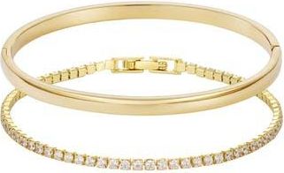 Adornia Set of 2 Cuff & Tennis Bracelets in Gold at Nordstrom Rack