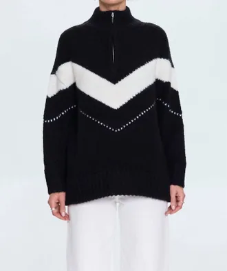 Pistola Denim Arden Chevron Colorblock Sweater In Black Vanilla Ice