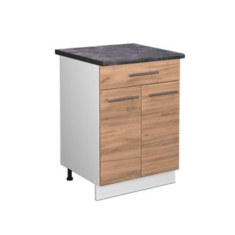 Vicco Mueble Bajo De Cocina Fame-line, Roble Dorado, 60 Cm Con Caj&oacute;n, Et Antracita Vicco