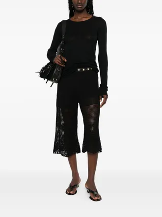 Iro Iro Womens Crochet Knit Wide-Leg Trousers