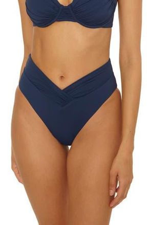 BECCA by Rebecca Virtue Color Code High Waist Bikini Bottoms in Navy at Nordstrom Rack, Size Large