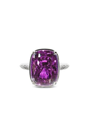 Sterling Forever Elongated Cushion-Cut Cubic Zirconia Cocktail Ring in Silver/Amethyst at Nordstrom, Size 10
