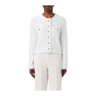 Michael Kors Tweed Jackets, female, White, XS, Elegant Jacket with Button Closure and Long Sleeves for Versatile Layering