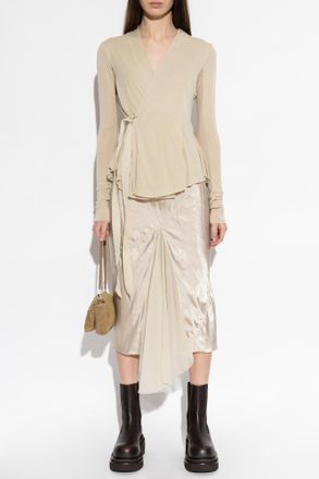 Rick Owens Jacket With Decorative Scarf, Womens, Cream