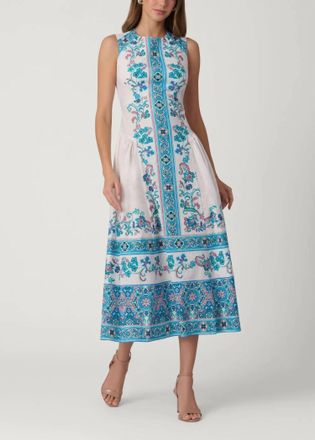 Shoshanna Adele Midi Dress In Sky Blue Multi