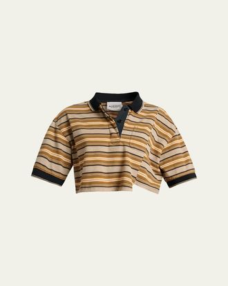 Isabel Marant Isalyne Reconstructed Striped Short-Sleeve Crop Polo Shirt