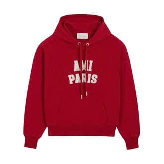 Ami Hoodies & sweatvesten, Heren, Rood, M, Katoen, Hoodie met vilten borduursel