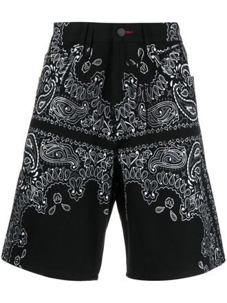 Philipp Plein Bermuda denim con stampa bandana - Nero