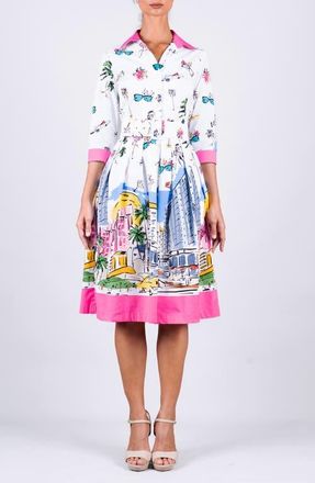 Samantha Sung Pleated Stretch Audrey Shirtdress in Monaco at Nordstrom, Size 16