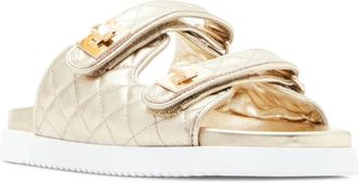 Steve Madden Schmona SCHM01S1 Sandals Womens Gold Leather Slide HTAT865