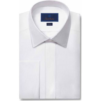 David Donahue Slim Fit Formal Cotton Dress Shirt in White at Nordstrom, Size 16.5 - 34