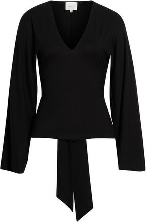 Reformation Hadley Tie Waist Knit Top in Black at Nordstrom, Size X-Large